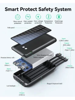 Batterie De Secours Solaire 26800 MAh -Monde Electronique Batterie de secours solaire systeme de protection intelligent