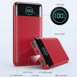 Devant -Monde Electronique Batterie externe 10000mAh Poweradd Rose LCD