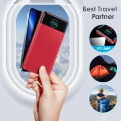 Batterie Externe 13800mAh Rouge -Monde Electronique Batterie externe 10000mAh Poweradd Rose voyage