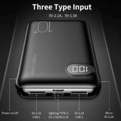 Batterie Externe 10000mAh Raxfly -Monde Electronique Batterie externe 10000mAh Raxfly triple entrees