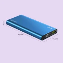 Batterie Externe 10000mAh TOPK Bleue -Monde Electronique Batterie externe 10000mAh TOPK Bleue taille