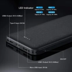 Batterie Externe 10000mAh Tamowa -Monde Electronique Batterie externe 10000mAh Tamowa ports USB et LED