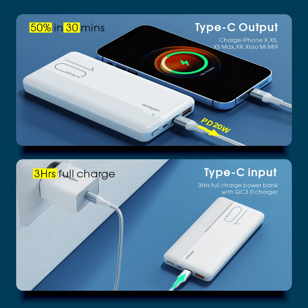 Batterie Externe 10000mAh Vothoon 4 Batterie Externe 10000mAh Vothoon – Image 2