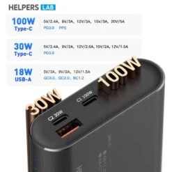 Batterie Externe 130W Helpers Lab -Monde Electronique Batterie externe 130W Helpers Lab 10030W