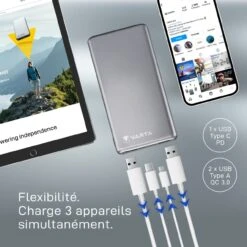 Batterie Portable De 15000 MAh -Monde Electronique Batterie externe 15000mAh cables