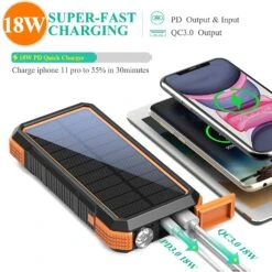 Batterie Externe Solaire Portable 11 Batterie Externe Solaire Portable -Monde Electronique Batterie externe 20000mAh Blavor Solaire charge rapide
