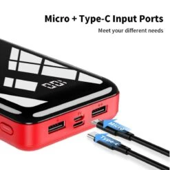 Batterie Externe 30000mAh Rouge 9 Batterie Externe 30000mAh Rouge -Monde Electronique Batterie externe 30000mAh Bextoo micro type C 2