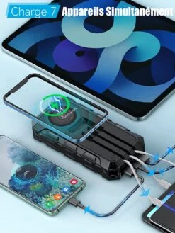 Batterie Externe 36000mAh Solaire -Monde Electronique Batterie externe 36000mAh solaire 7 appareils en meme temps
