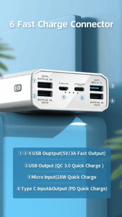 Batterie Externe 40000mAh Konfulon -Monde Electronique Batterie externe 40000mAh Konfulon ports usb