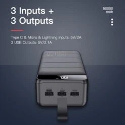 Batterie Externe 50000mAh Blanc -Monde Electronique Batterie externe 50000mAh Blanc 3 entrees et sorties