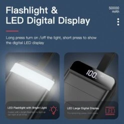 Batterie Externe 50000mAh Blanc -Monde Electronique Batterie externe 50000mAh Blanc lampe de poche