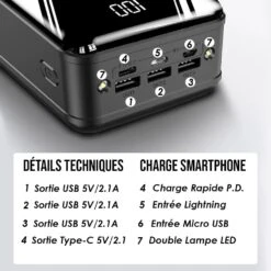 Batterie Externe50000 MAh Smartphone -Monde Electronique Batterie externe 50000mAh MengQI Ports USB