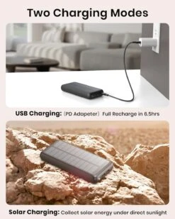 Batterie Externe Double USB 27000mAh -Monde Electronique Batterie externe Double USB Solaire rapide