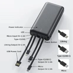 Batterie Externe JONKUU 20000mAh 9 Batterie Externe JONKUU 20000mAh -Monde Electronique Batterie externe JONKUU 20000mAh cable integre