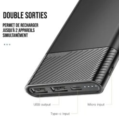 Batterie Externe -Monde Electronique Batterie externe Legere 10000mah deux sorties