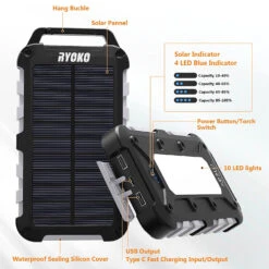 Batterie Externe Smartphone Solaire -Monde Electronique Batterie externe Solaire Smartphone led lumiere