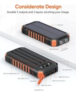 Batterie Externe Solaire Câble Intégré 15 Batterie Externe Solaire Câble Intégré -Monde Electronique Batterie externe Solaire cable integre details techniques