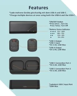 Batterie Portable Avec Support De Charge -Monde Electronique Batterie externe TNTOR 10000mAh specificites