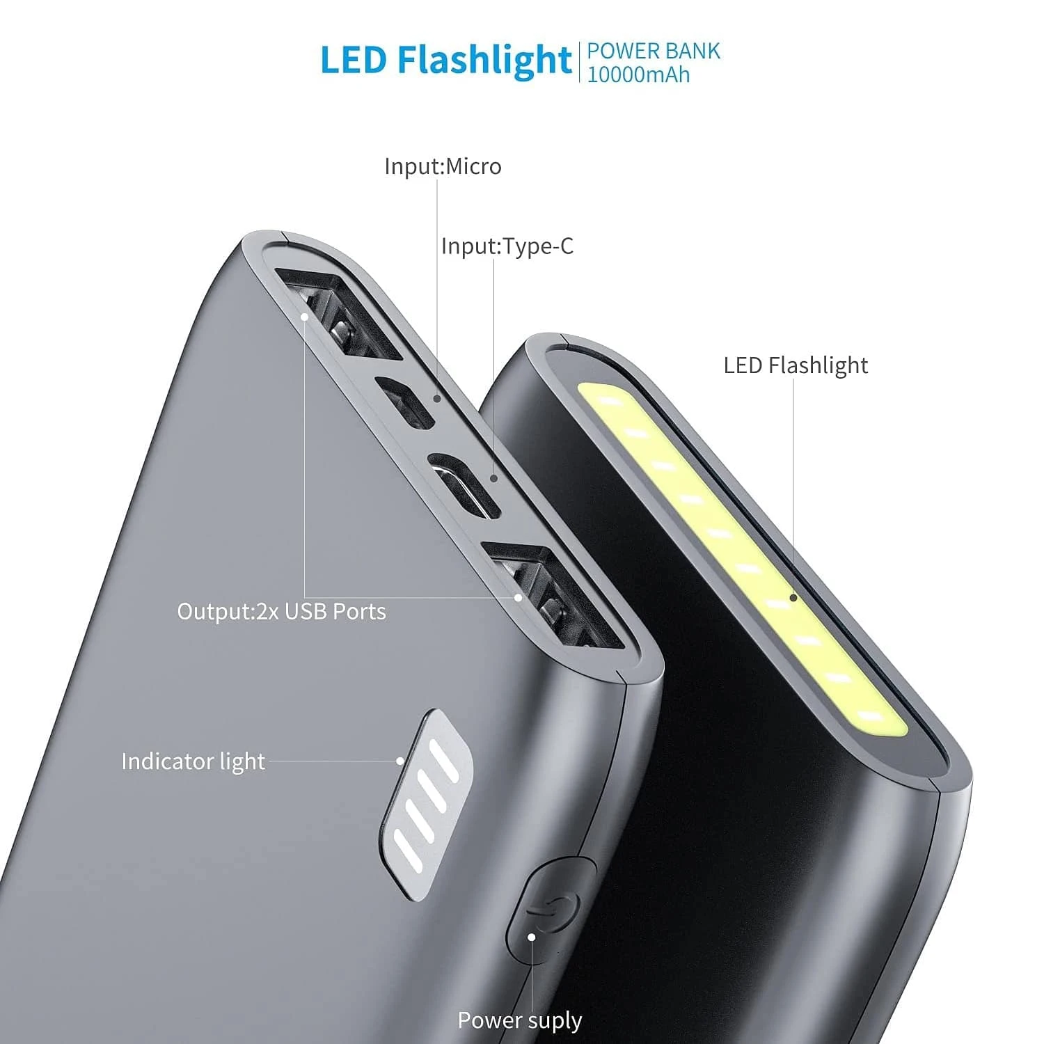 Batterie Externe TOOSPON 10000mAh 4 Batterie Externe TOOSPON 10000mAh – Image 2