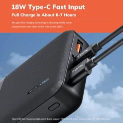 Batterie Externe Type-C 20000mAh 8 Batterie Externe Type-C 20000mAh -Monde Electronique Batterie externe Type C 20000mAh 18W Type C