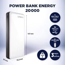 Batterie Externe VARTA 20000mAh 9 Batterie Externe VARTA 20000mAh -Monde Electronique Batterie externe VARTA 20000mAh caracteristiques