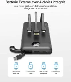 Batterie Externe VRURC 10000mAh -Monde Electronique Batterie externe VRURC 10000mAh cable integres