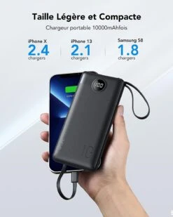 Batterie Externe Avec Câble USB-C -Monde Electronique Batterie externe avec Cable USB C nombre de charge