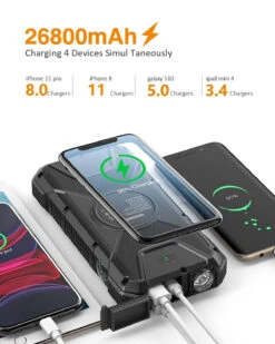 Batterie Externe Avec Panneau Solaire -Monde Electronique Batterie externe avec panneau Solaire 26800mAh