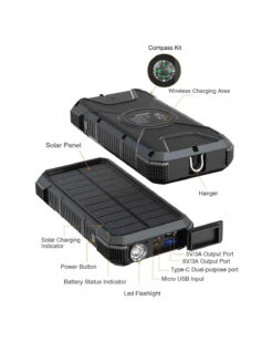 Batterie Externe Avec Panneau Solaire -Monde Electronique Batterie externe avec panneau Solaire ports USB