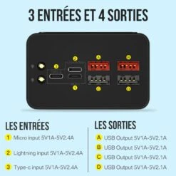 Batterie Externe 50000mAh Anker -Monde Electronique Batterie externe de 50000mAh Anker ports USB