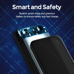 Batterie Externe 10000mAh Noire -Monde Electronique Batterie externe noire intelligente et securisee