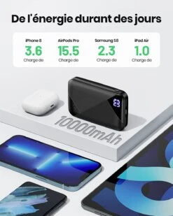 Batterie Externe 10000mAh Avec Écran -Monde Electronique Batterie externe pour veste chauffante nombre de charge