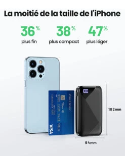 Batterie Externe 10000mAh Avec Écran -Monde Electronique Batterie externe pour veste chauffante petite taille