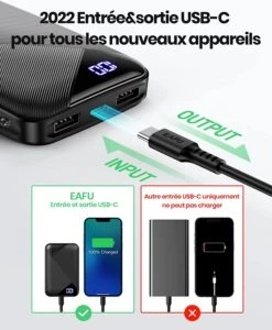 Batterie Externe 10000mAh Avec Écran -Monde Electronique Batterie externe pour veste chauffante usb c