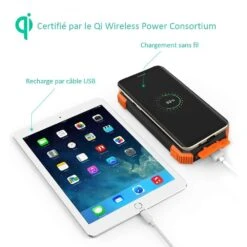 Petite Batterie Recharge Solaire 10000mAh -Monde Electronique Batterie externe solaire 20000mAh charge sans fil