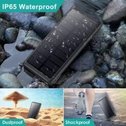 Batterie Externe 30800mAh Panneau Solaire -Monde Electronique Batterie externe solaire 30800mAh Axneb ip65 waterproof