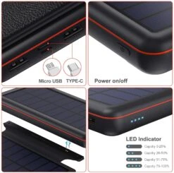 Batterie Externe Solaire 4 Panneaux -Monde Electronique Batterie externe solaire 4 panneaux caracteristiques charge rapide