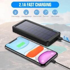 Batterie Externe Solaire LED -Monde Electronique Batterie externe solaire LED charge rapide 2.1a
