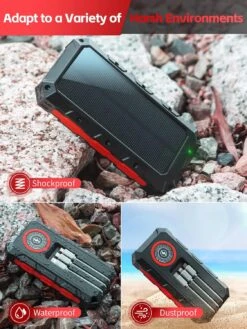 Batterie Solaire Charge Sans Fil -Monde Electronique Batterie externe solaire Sans fil chute