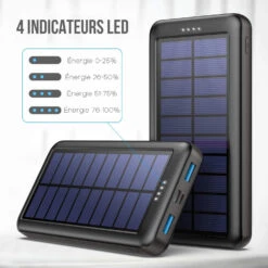 Batterie Nomade Avec Panneau Solaire -Monde Electronique Batterie externe solaire Trswyop 4 indicateurs LED