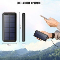 Batterie Nomade Avec Panneau Solaire -Monde Electronique Batterie externe solaire Trswyop portabilite