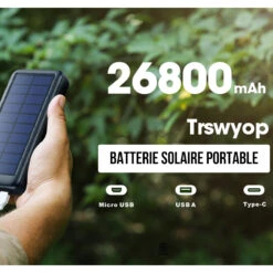 Batterie Nomade Avec Panneau Solaire -Monde Electronique Batterie externe solaire Trswyop ports USB