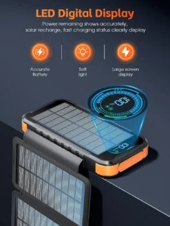 Batterie Externe Solaire Charge Rapide 10 Batterie Externe Solaire Charge Rapide -Monde Electronique Batterie externe solaire charge rapide affichage LED digital