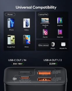 Batterie Portable 10000 MAh Baseus 30W -Monde Electronique Batterie portable 10 000 mAh Baseus 30W compatibilite universell