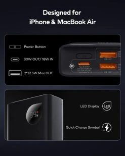 Batterie Portable 10000 MAh Baseus 30W -Monde Electronique Batterie portable 10 000 mAh Baseus 30W ports usb