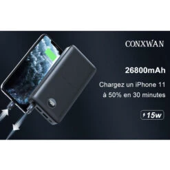 Batterie Portable 26800 MAh Conxwan 17 Batterie Portable 26800 MAh Conxwan -Monde Electronique Batterie portable 26800 mAh Conxwan charge rapide