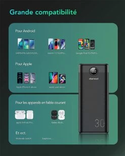 Batterie Portable Charmast 30000 MAh 16 Batterie Portable Charmast 30000 MAh -Monde Electronique Batterie portable Charmast 30 000 mAh grande compatibilite