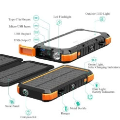 Batterie Portable Solaire USB Type-C -Monde Electronique Batterie portable Solaire USB Type C caracteristiques technique
