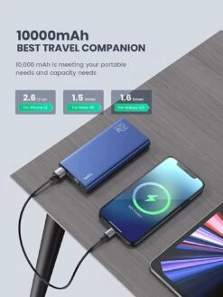 Batterie Portable De 10000 MAh TOPK 20W -Monde Electronique Batterie portable de 10000mAh TOPK 20W charge rapide