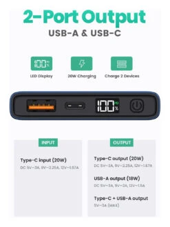 Batterie Portable De 10000 MAh TOPK 20W -Monde Electronique Batterie portable de 10000mAh TOPK 20W triple USB